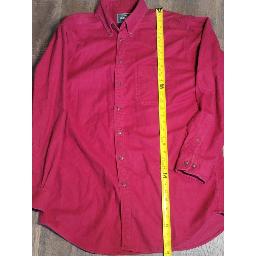 Woolrich Mens Button Down Corduroy Shirt Long Sleeve Claret Red Casual